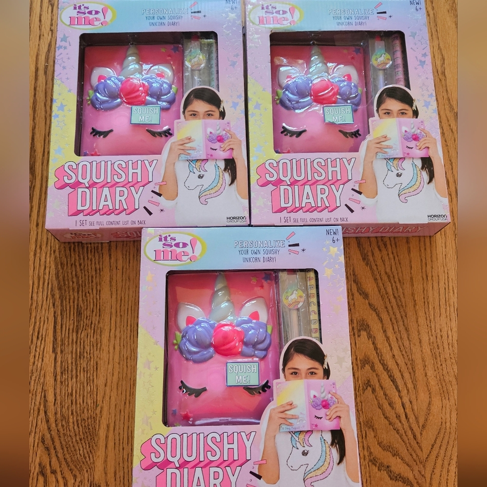 3 Unicorn Squishy Diary Sets All New